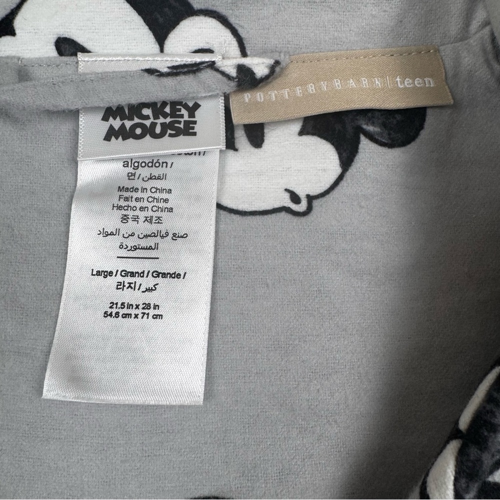 Disney Pottery Barn Teen Flannel Mickey Mouse Gray Pajama Shirt & Pant Set Large - Picture 3 of 9